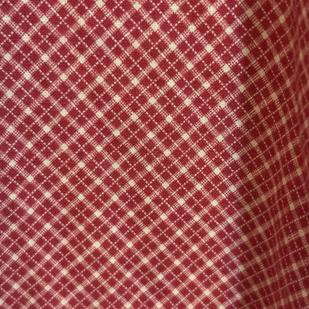 Retro Red Tan Gingham Apron Back Tie Vintage Handmade Country Kitchen Cooking